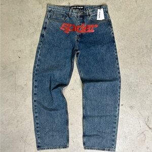 SP5DER V3 RED DENIM PANTS